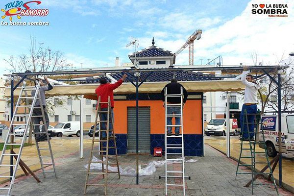 instalación de toldo en caseta